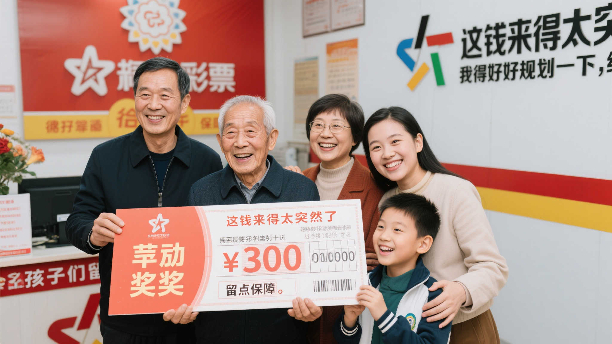 花甲老人10元购彩喜中7星彩500万，携家人共享兑奖喜悦